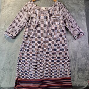 Merona Womens M Geometric Print Tunic‎ Dress 3/4 Sleeve Boho Retro Vibes